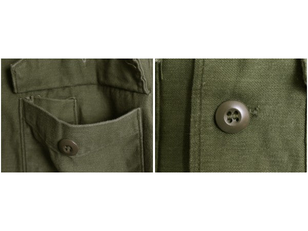 70s 米軍実物 US ARMY コットン サテン ユーティリティ シャツ M / ヴィンテージ 70年製 OG107 シャツ袖 3rd ミリタリー 軍物 ワッペン付き