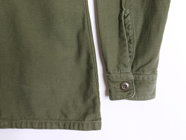 70s 米軍実物 US ARMY コットン サテン ユーティリティ シャツ M / ヴィンテージ 70年製 OG107 シャツ袖 3rd ミリタリー 軍物 ワッペン付き