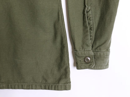 70s 米軍実物 US ARMY コットン サテン ユーティリティ シャツ M / ヴィンテージ 70年製 OG107 シャツ袖 3rd ミリタリー 軍物 ワッペン付き