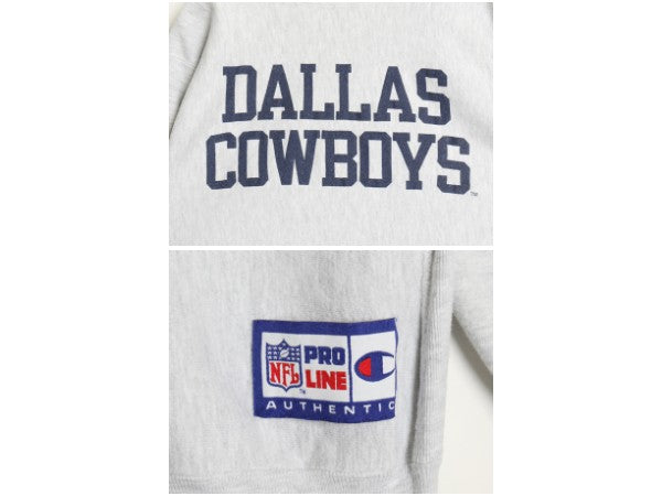 90s USA製 チャンピオン リバースウィーブ 2段 プリント スウェット メンズ XL オールド NFL カウボーイズ オフィシャル トレーナー 裏起毛