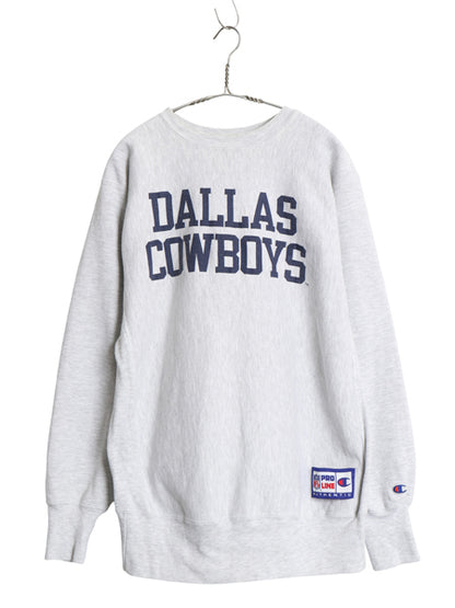 90s USA製 チャンピオン リバースウィーブ 2段 プリント スウェット メンズ XL オールド NFL カウボーイズ オフィシャル トレーナー 裏起毛