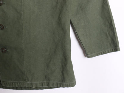 60s 米軍実物 US ARMY コットン サテン ユーティリティ シャツ M 程/ ヴィンテージ 62年製 1st 後期 筒袖 ミリタリー OG107 ワッペン付き