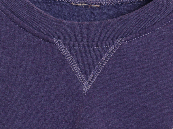 ノースフェイス ワンポイント ロゴ 刺繍 スウェット メンズ L 程 前V トレーナー アウトドア プルオーバー クルーネック 裏起毛 パープル