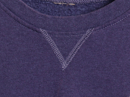 ノースフェイス ワンポイント ロゴ 刺繍 スウェット メンズ L 程 前V トレーナー アウトドア プルオーバー クルーネック 裏起毛 パープル