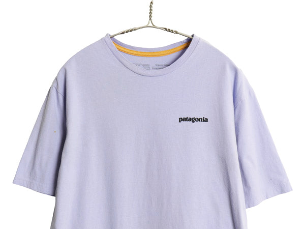 パタゴニア 両面 プリント Tシャツ レディース S / アウトドア カットソー メッセージ バックプリント ロゴ オーガニックコットン パープル