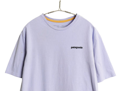 パタゴニア 両面 プリント Tシャツ レディース S / アウトドア カットソー メッセージ バックプリント ロゴ オーガニックコットン パープル