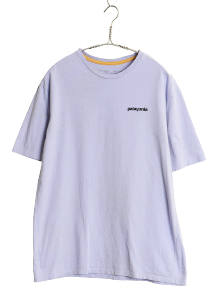 パタゴニア 両面 プリント Tシャツ レディース S / アウトドア カットソー メッセージ バックプリント ロゴ オーガニックコットン パープル