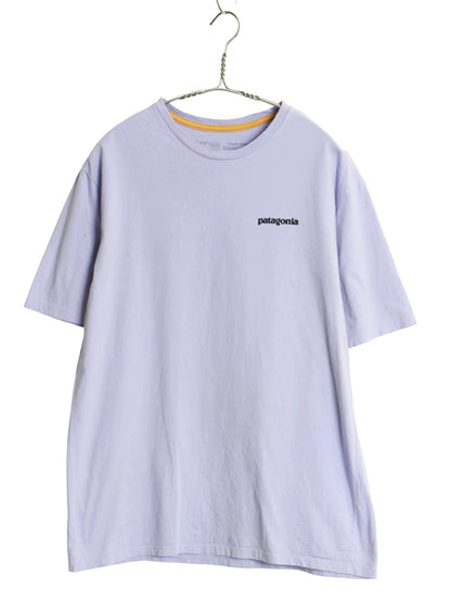 パタゴニア 両面 プリント Tシャツ レディース S / アウトドア カットソー メッセージ バックプリント ロゴ オーガニックコットン パープル