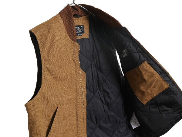 ほぼ デッドストック US企画 カーハート 中綿 ダック ベスト メンズ XL ナイロン キルティング ライナー ワーク 重ね着 企業 大きいサイズ