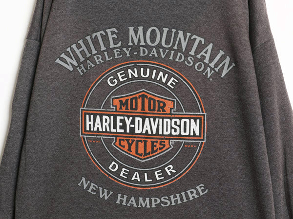  ハーレー ダビッドソン 両面 プリント フルジップ スウェット フード パーカー メンズ L / トレーナー バイク 裏起毛 グラフィック アート