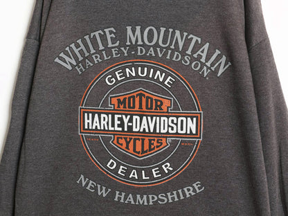  ハーレー ダビッドソン 両面 プリント フルジップ スウェット フード パーカー メンズ L / トレーナー バイク 裏起毛 グラフィック アート