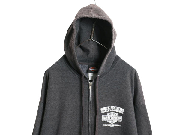  ハーレー ダビッドソン 両面 プリント フルジップ スウェット フード パーカー メンズ L / トレーナー バイク 裏起毛 グラフィック アート