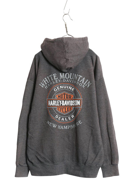  ハーレー ダビッドソン 両面 プリント フルジップ スウェット フード パーカー メンズ L / トレーナー バイク 裏起毛 グラフィック アート