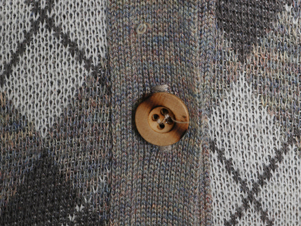 70s 80s シアーズ ロング ニット カーディガン レディース M 古着 ヴィンテージ アーガイル 前開き ウール アクリル セーター マルチカラー