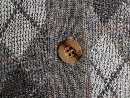 70s 80s シアーズ ロング ニット カーディガン レディース M 古着 ヴィンテージ アーガイル 前開き ウール アクリル セーター マルチカラー