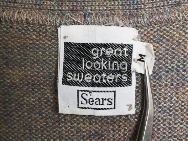 70s 80s シアーズ ロング ニット カーディガン レディース M 古着 ヴィンテージ アーガイル 前開き ウール アクリル セーター マルチカラー