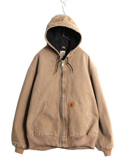 US企画 カーハート アクティブ ジャケット メンズ XL / ワーク ダック フード パーカー 中綿 キルティング ライナー ブルゾン 大きいサイズ