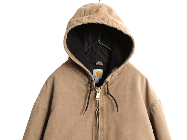 US企画 カーハート アクティブ ジャケット メンズ XL / ワーク ダック フード パーカー 中綿 キルティング ライナー ブルゾン 大きいサイズ