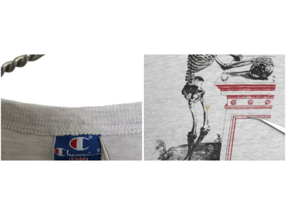 80s 90s USA製 ★ チャンピオン ハーバード カレッジ プリント Tシャツ メンズ L / ヴィンテージ スカル シングルステッチ 霜降り グレー