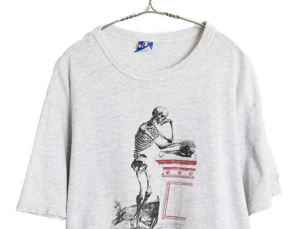 80s 90s USA製 ★ チャンピオン ハーバード カレッジ プリント Tシャツ メンズ L / ヴィンテージ スカル シングルステッチ 霜降り グレー
