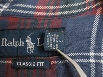 00s ラルフローレン チェック 長袖 ボタンダウン シャツ メンズ L オールド ポロ CLASSIC FIT コットン ワンポイント ポニー マルチカラー