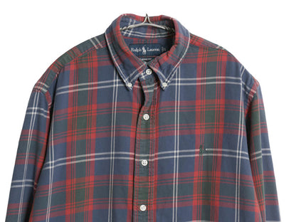 00s ラルフローレン チェック 長袖 ボタンダウン シャツ メンズ L オールド ポロ CLASSIC FIT コットン ワンポイント ポニー マルチカラー