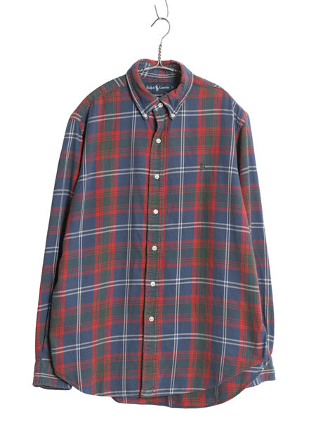 00s ラルフローレン チェック 長袖 ボタンダウン シャツ メンズ L オールド ポロ CLASSIC FIT コットン ワンポイント ポニー マルチカラー