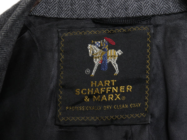 70s USA製 Hart Schaffner & Marx チェスター ロング コート メンズ M 程/ ヴィンテージ ウール ヘリンボーン ストライプ フィールド 濃灰