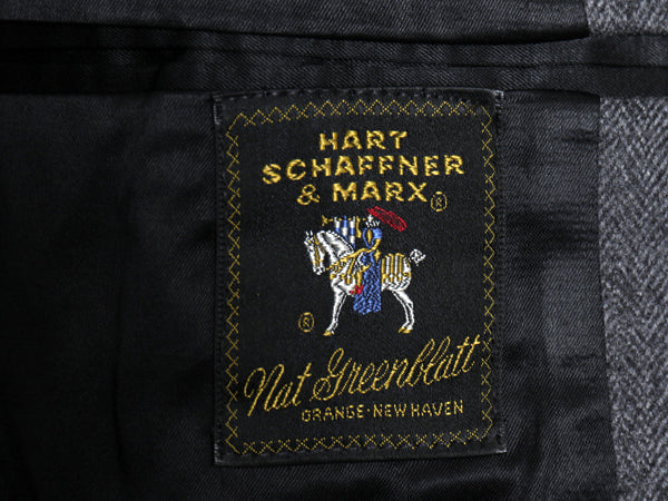 70s USA製 Hart Schaffner & Marx チェスター ロング コート メンズ M 程/ ヴィンテージ ウール ヘリンボーン ストライプ フィールド 濃灰