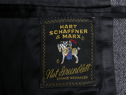 70s USA製 Hart Schaffner & Marx チェスター ロング コート メンズ M 程/ ヴィンテージ ウール ヘリンボーン ストライプ フィールド 濃灰