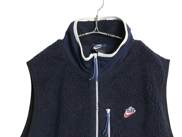ナイキ シェルパ フリース ベスト メンズ XL / フルジップ ボア パイル ハイネック スウッシュ 重ね着 前開き マルチカラー 大きいサイズ