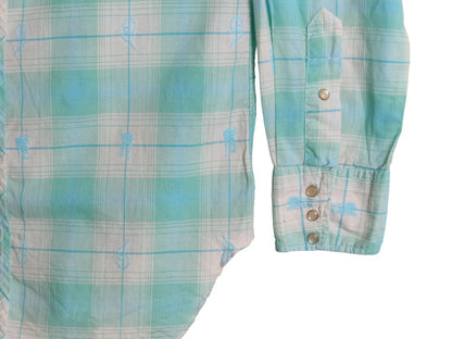 60s サドルマン タグ ★ リーバイス チェック ウエスタン シャツ メンズ M 程 古着 ヴィンテージ DAN RIVER コットン 総柄 長袖シャツ 薄手