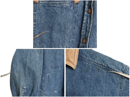 80s バナナリパブリック デニム シャツ ワンピース レディース S / 旧タグ ヴィンテージ ロングシャツ ワンピ ひざ丈 コート 襟 本革レザー