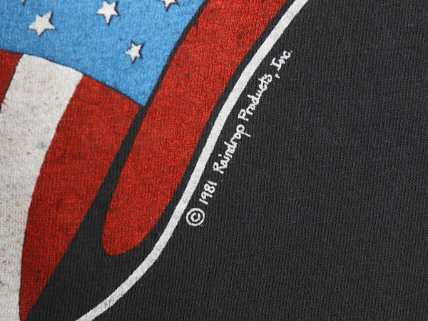 80s USA製 ★ ローリング ストーンズ ツアー プリント Tシャツ メンズ L 小さめ M ヴィンテージ 当時物 バンド ロック リップタン ロゴ 黒