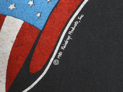 80s USA製 ★ ローリング ストーンズ ツアー プリント Tシャツ メンズ L 小さめ M ヴィンテージ 当時物 バンド ロック リップタン ロゴ 黒