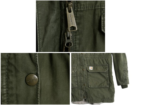 US企画 カーハート フライバーグ コート レディース M / 古着 ワーク パーカー ジャケット 中綿 キルティング ライナー モッズ ハーフ 廃盤