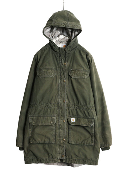 US企画 カーハート フライバーグ コート レディース M / 古着 ワーク パーカー ジャケット 中綿 キルティング ライナー モッズ ハーフ 廃盤