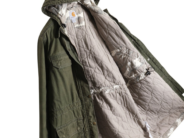 US企画 カーハート フライバーグ コート レディース M / 古着 ワーク パーカー ジャケット 中綿 キルティング ライナー モッズ ハーフ 廃盤