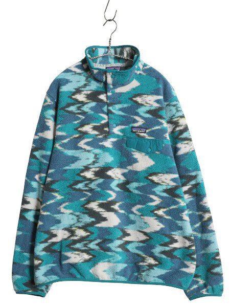 パタゴニア 総柄 ライトウェイト シンチラ スナップT レディース XL 古着 17年製 フリース プルオーバー ジャケット ブルゾン 大きいサイズ