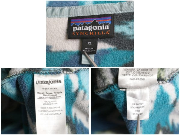 パタゴニア 総柄 ライトウェイト シンチラ スナップT レディース XL 古着 17年製 フリース プルオーバー ジャケット ブルゾン 大きいサイズ