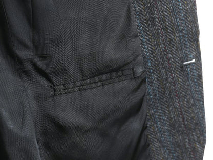 80s USA製 ハリスツイード テーラード ジャケット メンズ M 程 ヴィンテージ ブレザー ツイード ウール ストライプ トラッド カジュアル 灰