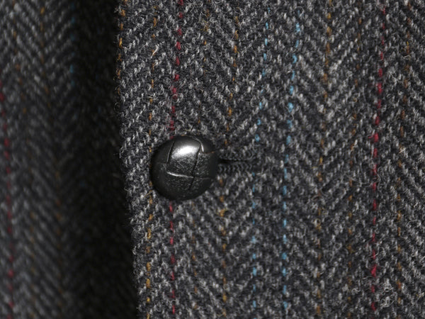 80s USA製 ハリスツイード テーラード ジャケット メンズ M 程 ヴィンテージ ブレザー ツイード ウール ストライプ トラッド カジュアル 灰