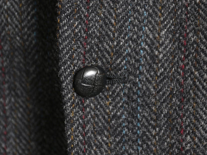 80s USA製 ハリスツイード テーラード ジャケット メンズ M 程 ヴィンテージ ブレザー ツイード ウール ストライプ トラッド カジュアル 灰