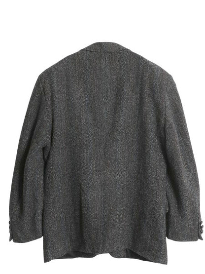 80s USA製 ハリスツイード テーラード ジャケット メンズ M 程 ヴィンテージ ブレザー ツイード ウール ストライプ トラッド カジュアル 灰