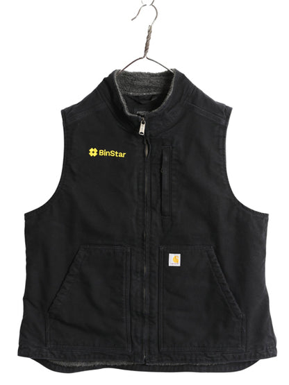 US企画 カーハート モックネック ダック ベスト レディース XL / 裏 ボア パイル フリース フルジップ ワーク 重ね着 大きいサイズ 企業 黒