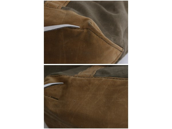 エルエルビーン ワックス キャンバス トート バッグ MEDIUM 古着 アウトドア ツートン ジップトップ ハンドバッグ カーキ ブラウン 迷彩柄
