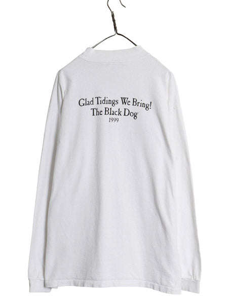 90s USA製 The Black Dog アート イラスト プリント 長袖 Tシャツ メンズ レディース XL オールド アニマル ドッグ 大きいサイズ ホワイト