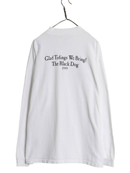 90s USA製 The Black Dog アート イラスト プリント 長袖 Tシャツ メンズ レディース XL オールド アニマル ドッグ 大きいサイズ ホワイト