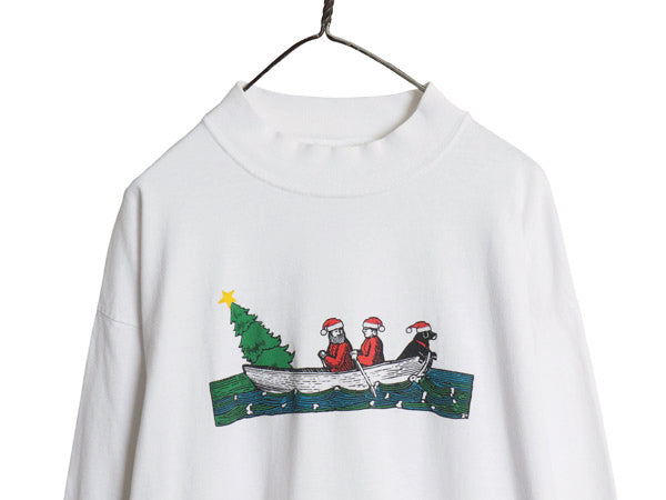 90s USA製 The Black Dog アート イラスト プリント 長袖 Tシャツ メンズ レディース XL オールド アニマル ドッグ 大きいサイズ ホワイト