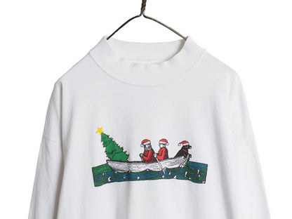 90s USA製 The Black Dog アート イラスト プリント 長袖 Tシャツ メンズ レディース XL オールド アニマル ドッグ 大きいサイズ ホワイト